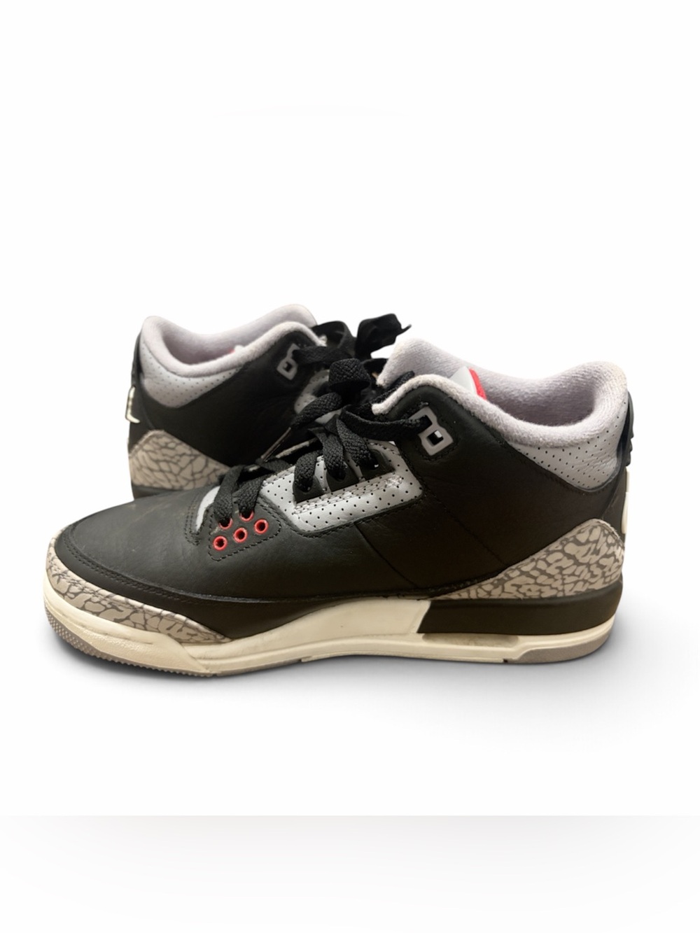 NIKE AIR JORDAN III 3 RETRO OG BG BLACK FIRE RED CEMENT GREY Size 6Y '854261-001
